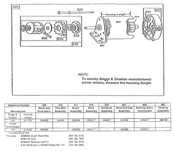 Electric Starter And Chart Diagram and Parts List for 193702-0164-XX  Briggs and Stratton Engine